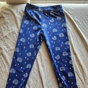 Lily & Dan Fleece Lined Leggings Girls Size M7/8 Blue Rainbow Rain Pattern